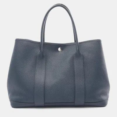 Pre-owned Hermes Garden Party Pm Hand Tote Bag Negonda Leather Navy