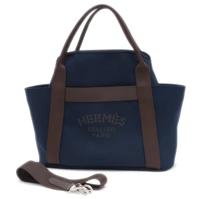 Pre-owned Hermes Navy Orange Canvas Polyamide Shoulder Bag ()