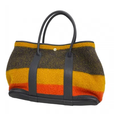 Pre-owned Hermes Navy Orange Yellow Wool Tote Bag ()