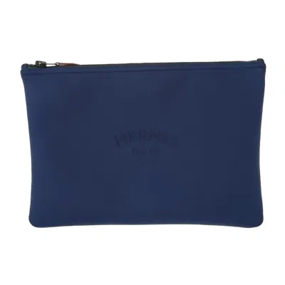 Pre-owned Hermes Navy Polyamide Clutch Bag Pouch ()