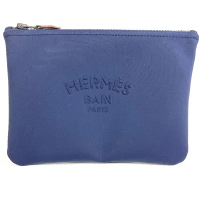 Pre-owned Hermes Navy Polyamide Clutch Bag Pouch () In Blue