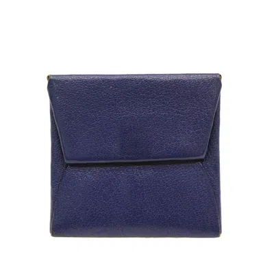 Pre-owned Hermes Navy Swift Leather Coin Purse/coin Case ()