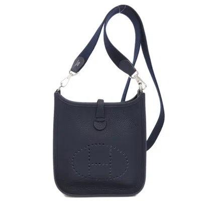 Pre-owned Hermes Navy Taurillon Clemence Leather Shoulder Bag ()