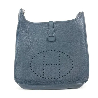 Pre-owned Hermes Navy Taurillon Clemence Leather Shoulder Bag ()
