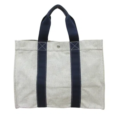 Pre-owned Hermes Navy Toile H Tote Bag () In Blue