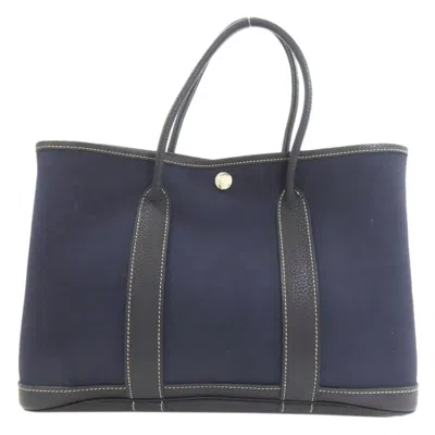 Pre-owned Hermes Navy Toile Officier Tote Bag () In Blue