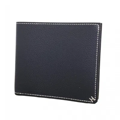 Pre-owned Hermes Navy Wallet (bi-fold) () In Blue