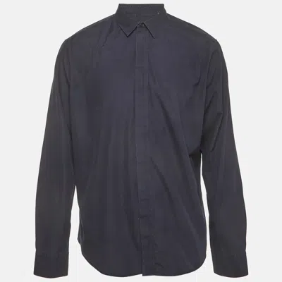 Pre-owned Hermes Nay Blue Cotton Long Sleeve Shirt Xxxl