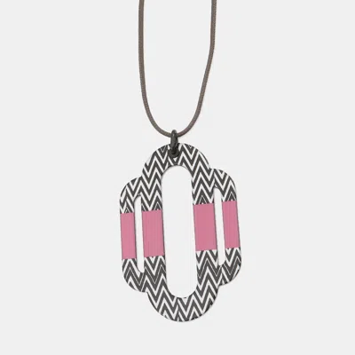 Pre-owned Hermes Necklace At Large Pink/white/black Metal