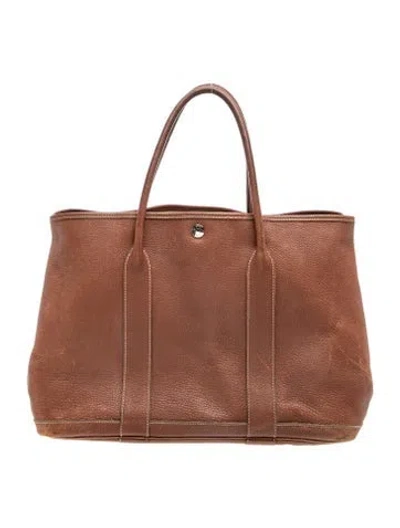 Pre-owned Hermes Negonda Garden Party Tote 36 In Brown