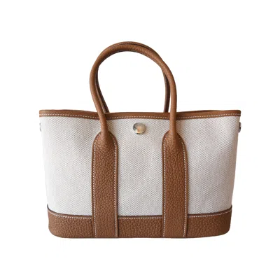 Pre-owned Hermes Negonda Neo Garden Party Ecru Gold