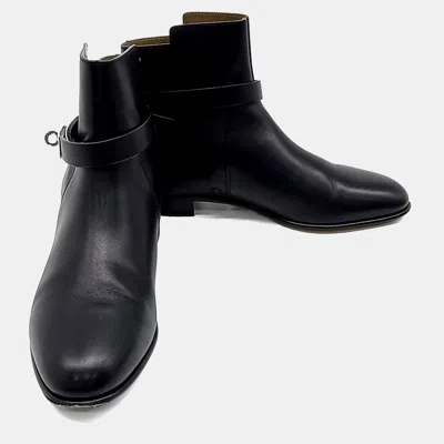 Pre-owned Hermes Neo Ankle Black Leather Boots Eu 36