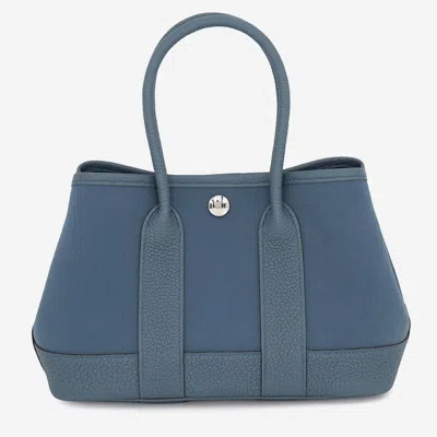 Pre-owned Hermes Neo Garden Blue Tempete Toile Officier Negonda Leather Size 23