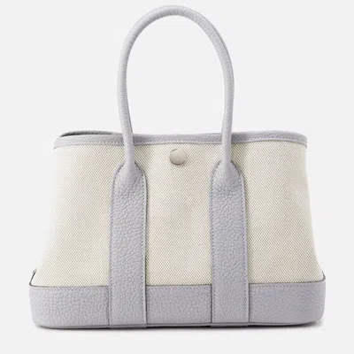 Pre-owned Hermes Neo Garden Cream/purple Toile H Viking Negonda Leather Size 23 In White