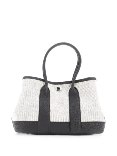 Pre-owned Hermes Neo Garden Toile And Leather 23 Tote Bag In Black