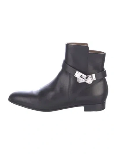 Pre-owned Hermes Neo Leather Boots In Blue