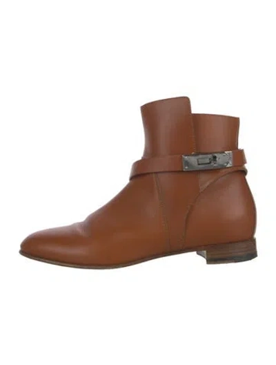 Pre-owned Hermes Neo Leather Boots In Brown
