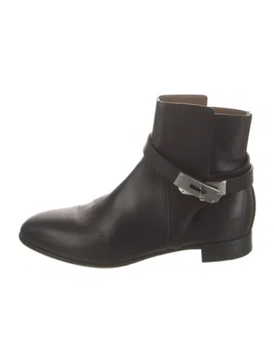 Pre-owned Hermes Neo Leather Moto Boots In Black
