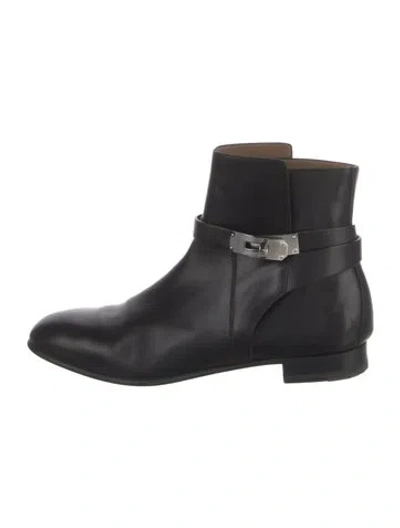 Pre-owned Hermes Neo Leather Moto Boots In Black