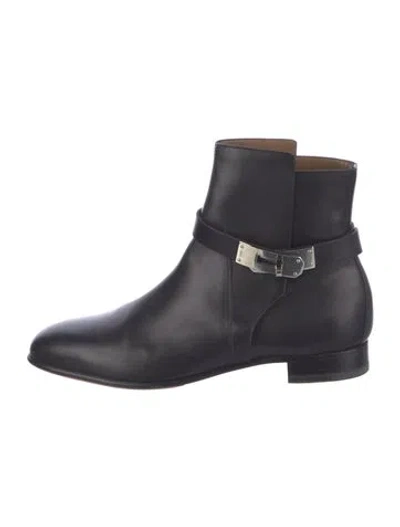 Pre-owned Hermes Neo Leather Rain Boots In Blue