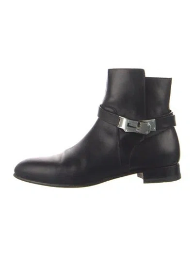 Pre-owned Hermes Neo Leather Riding Boots In Black