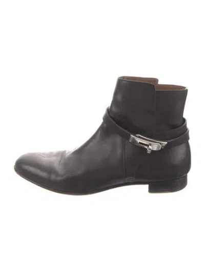 Pre-owned Hermes Neo Leather Western Boots In Black