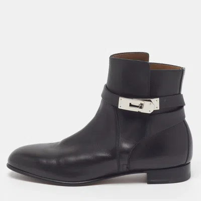Pre-owned Hermes Neo Size 37.5 Black Leather Ankle Length Boots