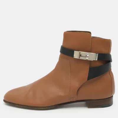 Pre-owned Hermes Neo Size 39.5 Brown Leather Ankle Length Boots
