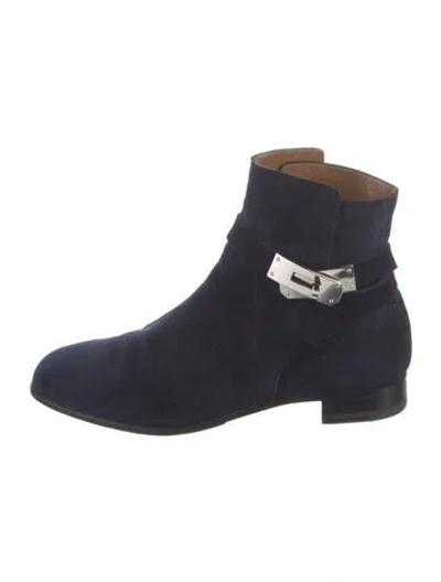 Pre-owned Hermes Neo Suede Boots In Blue