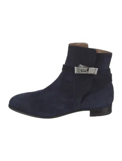 Pre-owned Hermes Neo Suede Boots In Blue
