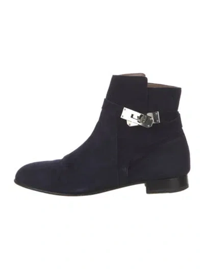 Pre-owned Hermes Neo Suede Boots In Blue