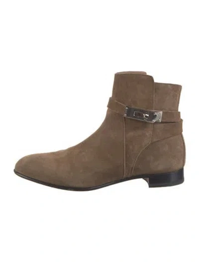 Pre-owned Hermes Neo Suede Boots In Brown