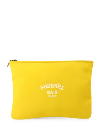 Pre-owned Hermes Neobain Make-up Bag In Yellow