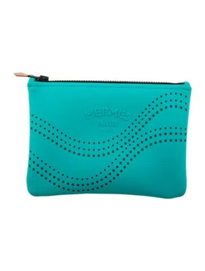 Pre-owned Hermes Neobain Waves Pm Pouch In Green