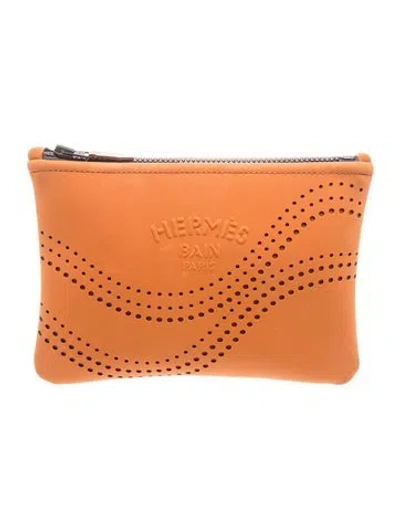 Pre-owned Hermes Neobain Waves Pm Pouch In Orange