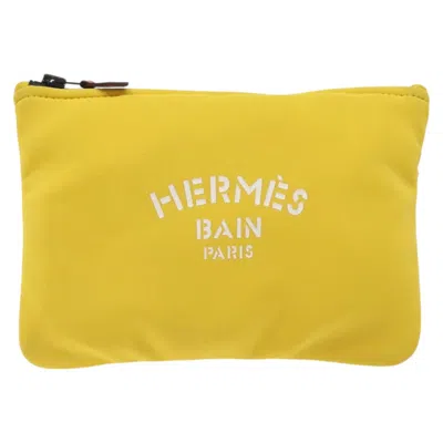 Pre-owned Hermes Hermès Neobain Yellow Nylon Clutch Bag ()
