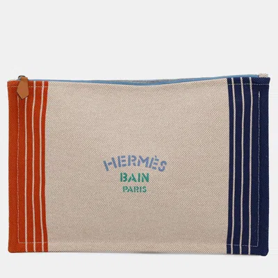 Pre-owned Hermes Neoban Mayon Maran Marine/brique/aqua Cotton Size Gm In Multi