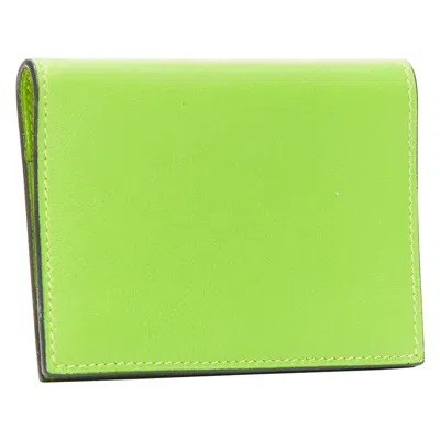 Pre-owned Hermes Neon Green Smooth Leather Silver Hardware Bifold Cardholder