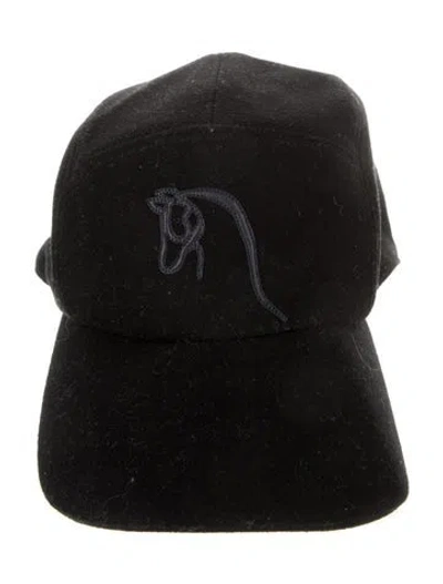 Pre-owned Hermes Nevada Cheval Au Trait Baseball Cap In Black