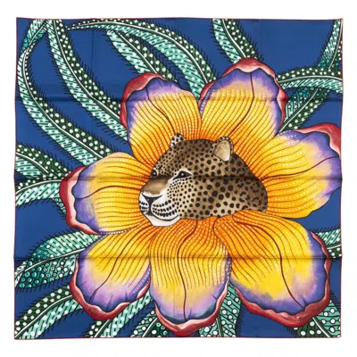 Pre-owned Hermes Hermès New Blue "baobab" Silk Scarf