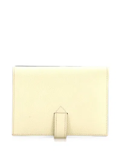 Pre-owned Hermes New H Passant Wallet Epsom Compact Small Wallets In Yellow