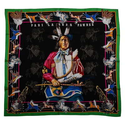 Pre-owned Hermes New  Collectible Pawnee Pani La Shar Black Scarf