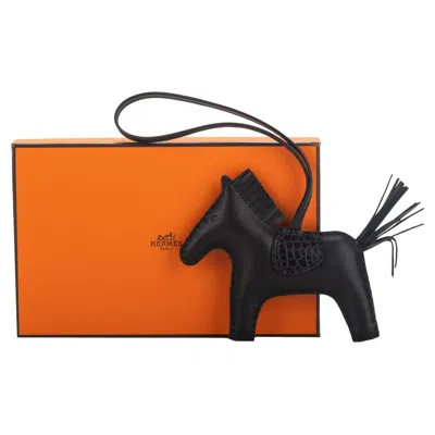 Pre-owned Hermes New Hermès So Black Touch Croc Rodeo Bag Charm