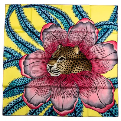 Pre-owned Hermes New  Yellow Pink Baobab Silk Scarf