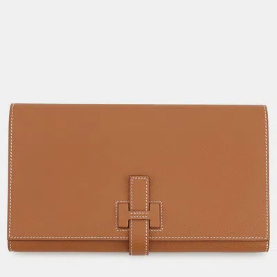 Pre-owned Hermes New Hpassant Tutanman Gold Epsom