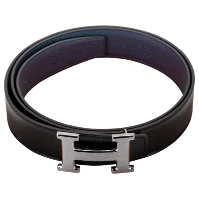 Pre-owned Hermes New In Box  Black & Blue H Belt