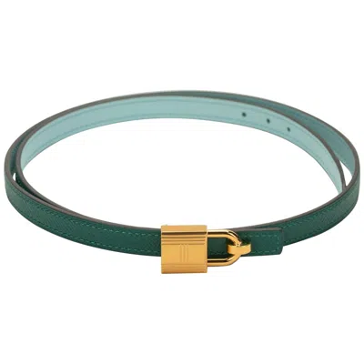 Pre-owned Hermes New In Box  Green Blue Atolle Lock Belt