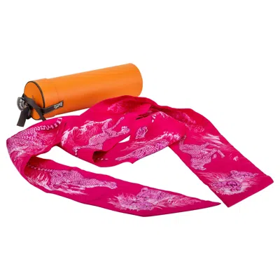Pre-owned Hermes New In Box  Guepards Fuchsia Thin Maxi Twilly Scarf In Red