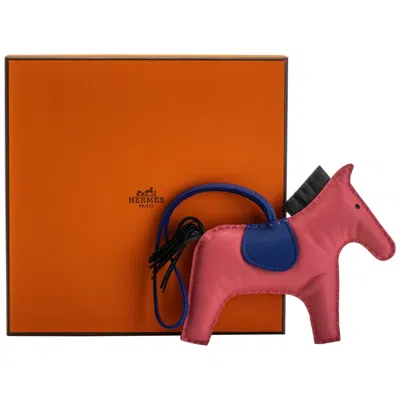 Pre-owned Hermes New In Box  Rodeo Pm Rose Azalee Bag Charm In Red