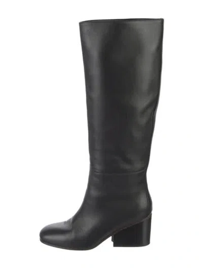 Pre-owned Hermes New Jersey Leather Boots In Black